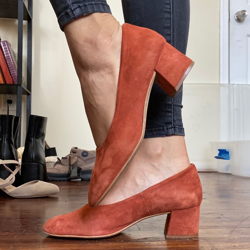 Coral block heels (size 8.5)